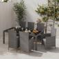 Preview: ARDEBO.de - 7-tlg. Garten-Essgruppe mit Kissen Poly Rattan Grau