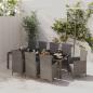 Preview: ARDEBO.de - 9-tlg. Garten-Essgruppe mit Kissen Poly Rattan Grau