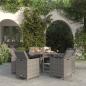 Preview: ARDEBO.de - 9-tlg. Garten-Essgruppe mit Auflagen Poly Rattan Grau