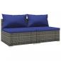 Preview: 2-tlg. Garten-Lounge-Set mit Kissen Poly Rattan Grau