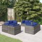 Preview: ARDEBO.de - 8-tlg. Garten-Lounge-Set mit Kissen Poly Rattan Grau