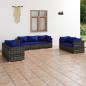 Preview: ARDEBO.de - 7-tlg. Garten-Lounge-Set mit Kissen Poly Rattan Grau