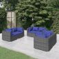 Preview: ARDEBO.de - 6-tlg. Garten-Lounge-Set mit Kissen Poly Rattan Grau