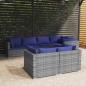 Preview: ARDEBO.de - 7-tlg. Garten-Lounge-Set mit Kissen Grau Poly Rattan