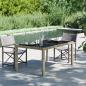 Preview: ARDEBO.de - Gartentisch 150x90x75 cm Hartglas und Poly Rattan Grau