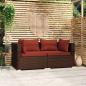 Preview: ARDEBO.de - 2-Sitzer-Sofa mit Kissen Braun Poly Rattan