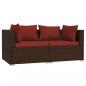 Preview: 2-Sitzer-Sofa mit Kissen Braun Poly Rattan