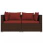 Preview: 2-Sitzer-Sofa mit Kissen Braun Poly Rattan