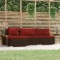 Preview: ARDEBO.de - 4-tlg. Garten-Lounge-Set mit Kissen Braun Poly Rattan