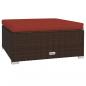 Preview: Gartenhocker mit Kissen Braun 70x70x30 cm Poly Rattan