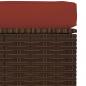 Preview: Gartenhocker mit Kissen Braun 70x70x30 cm Poly Rattan