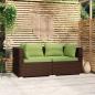 Preview: ARDEBO.de - 2-Sitzer-Sofa mit Kissen Braun Poly Rattan