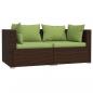 Preview: 2-Sitzer-Sofa mit Kissen Braun Poly Rattan