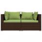 Preview: 2-Sitzer-Sofa mit Kissen Braun Poly Rattan