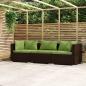 Preview: ARDEBO.de - 3-Sitzer-Sofa mit Kissen Braun Poly Rattan