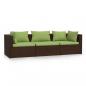 Preview: 3-Sitzer-Sofa mit Kissen Braun Poly Rattan