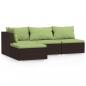 Preview: 4-tlg. Garten-Lounge-Set mit Kissen Braun Poly Rattan