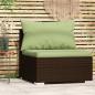 Preview: ARDEBO.de - Garten-Mittelsofa mit Kissen Braun Poly Rattan