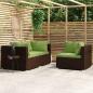 Preview: ARDEBO.de - 3-tlg. Garten-Lounge-Set mit Kissen Braun Poly Rattan