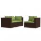 Preview: 3-tlg. Garten-Lounge-Set mit Kissen Braun Poly Rattan