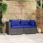 Preview: ARDEBO.de - 2-Sitzer-Sofa mit Kissen Grau Poly Rattan