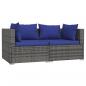 Preview: 2-Sitzer-Sofa mit Kissen Grau Poly Rattan