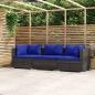 Preview: ARDEBO.de - 3-Sitzer-Sofa mit Kissen Grau Poly Rattan