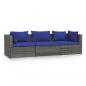 Preview: 3-Sitzer-Sofa mit Kissen Grau Poly Rattan