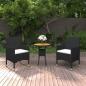 Preview: ARDEBO.de - 3-tlg. Garten-Essgruppe Poly Rattan Schwarz