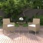 Preview: ARDEBO.de - 3-tlg. Garten-Essgruppe Poly Rattan Beige