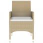 Preview: 3-tlg. Garten-Essgruppe Poly Rattan Beige