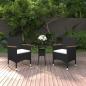 Preview: ARDEBO.de - 3-tlg. Garten-Essgruppe Poly Rattan Schwarz