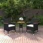 Preview: ARDEBO.de - 3-tlg. Garten-Essgruppe Poly Rattan Schwarz