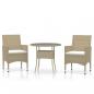 Preview: 3-tlg. Garten-Essgruppe Poly Rattan Beige