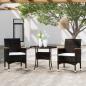 Preview: ARDEBO.de - 3-tlg. Garten-Essgruppe Poly Rattan Schwarz