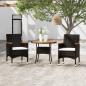 Preview: ARDEBO.de - 3-tlg. Garten-Essgruppe Poly Rattan Schwarz