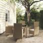 Preview: ARDEBO.de - 5-tlg. Garten-Essgruppe mit Kissen Poly Rattan Beige