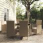 Preview: ARDEBO.de - 7-tlg. Garten-Essgruppe mit Kissen Poly Rattan Beige