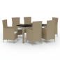 Preview: 7-tlg. Garten-Essgruppe mit Kissen Poly Rattan Beige