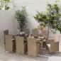 Preview: ARDEBO.de - 9-tlg. Garten-Essgruppe mit Kissen Poly Rattan Beige