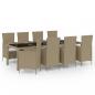 Preview: 11-tlg. Garten-Essgruppe mit Kissen Poly Rattan Beige