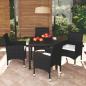 Preview: ARDEBO.de - 5-tlg. Garten-Essgruppe mit Kissen Poly Rattan Schwarz