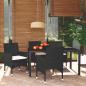 Preview: ARDEBO.de - 5-tlg. Garten-Essgruppe mit Kissen Poly Rattan Schwarz