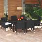 Preview: ARDEBO.de - 7-tlg. Garten-Essgruppe mit Kissen Poly Rattan Schwarz