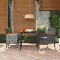 Preview: ARDEBO.de - 3-tlg. Garten-Essgruppe mit Kissen Poly Rattan Grau