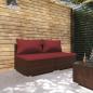 Preview: ARDEBO.de - 2-tlg. Garten-Lounge-Set mit Kissen Poly Rattan Braun