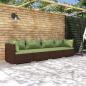 Preview: ARDEBO.de - 4-tlg. Garten-Lounge-Set mit Auflagen Poly Rattan Braun