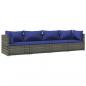 Preview: 4-tlg. Garten-Lounge-Set mit Kissen Poly Rattan Grau