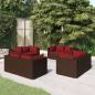 Preview: ARDEBO.de - 8-tlg. Garten-Lounge-Set mit Kissen Poly Rattan Braun