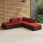 Preview: ARDEBO.de - 5-tlg. Garten-Lounge-Set mit Kissen Poly Rattan Braun